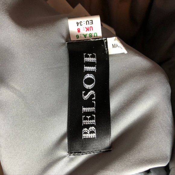 Size 6 Belsoie Grey Lace Short Sleeve Dress - Picture 13 of 14